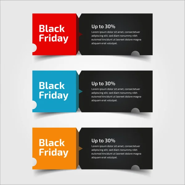 Black Friday Banner Design Sale Red Blue Yellow Colors Vector — Stock Vector