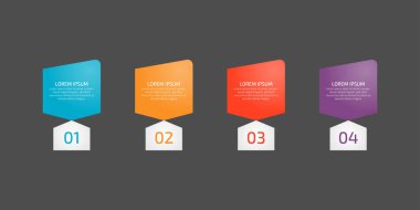 Grafikler, tablolar, diyagramlar, iş seçenekleri veya internet için bilgi grafikleri tasarım şablonu ögesi. Dört seçeneği olan yaratıcı bir kavram, adımlar ya da süreçler. Bir strateji, iş akışı veya takım çalışması gösterebilir.