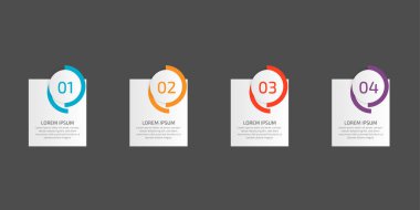 Grafikler, tablolar, diyagramlar, iş seçenekleri veya internet için bilgi grafikleri tasarım şablonu ögesi. Dört seçeneği olan yaratıcı bir kavram, adımlar ya da süreçler. Bir strateji, iş akışı veya takım çalışması gösterebilir.
