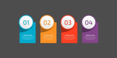 Grafikler, tablolar, diyagramlar, iş seçenekleri veya internet için bilgi grafikleri tasarım şablonu ögesi. Dört seçeneği olan yaratıcı bir kavram, adımlar ya da süreçler. Bir strateji, iş akışı veya takım çalışması gösterebilir.