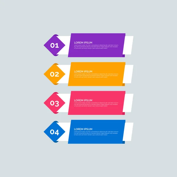 Современный Информационно Графический Шаблон Бизнеса Четырехступенчатым Многоцветным Дизайном Набор Простых — стоковый вектор