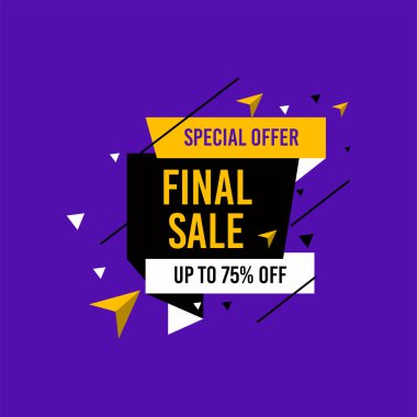 Özel teklif% 75 'e kadar indirimli. Dinamik şekiller ve çizgiler, Mega Satış, Dükkan şimdi mesaj. Reklam tasarımı, afiş, poster, çevrimiçi alışveriş, ürün, promosyon, web sitesi ve broşür düzeni.