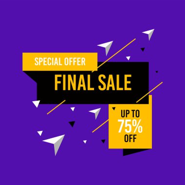 Özel teklif% 75 'e kadar indirimli. Dinamik şekiller ve çizgiler, Mega Satış, Dükkan şimdi mesaj. Reklam tasarımı, afiş, poster, çevrimiçi alışveriş, ürün, promosyon, web sitesi ve broşür düzeni.