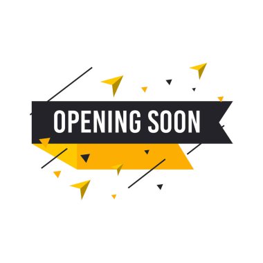 Yakında etiketlerin şablonu açılacak. Beyaz arkaplanda vektör işareti çizimi izole edildi. Satış, reklam, afiş, poster, online alışveriş, ürün, promosyon duyuru etiketi.