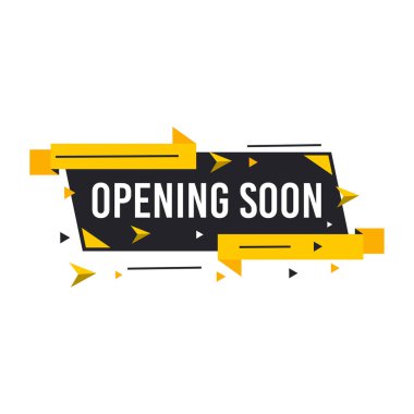 Yakında etiketlerin şablonu açılacak. Beyaz arkaplanda vektör işareti çizimi izole edildi. Satış, reklam, afiş, poster, online alışveriş, ürün, promosyon duyuru etiketi.