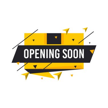 Yakında etiketlerin şablonu açılacak. Beyaz arkaplanda vektör işareti çizimi izole edildi. Satış, reklam, afiş, poster, online alışveriş, ürün, promosyon duyuru etiketi.