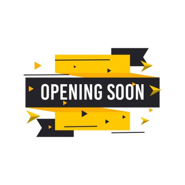 Yakında etiketlerin şablonu açılacak. Beyaz arkaplanda vektör işareti çizimi izole edildi. Satış, reklam, afiş, poster, online alışveriş, ürün, promosyon duyuru etiketi.