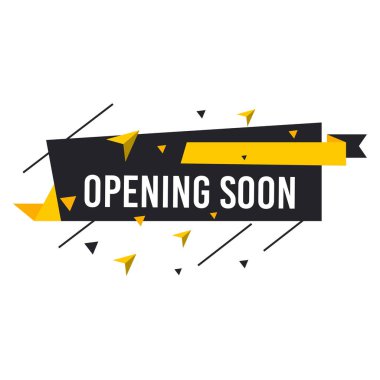 Yakında etiketlerin şablonu açılacak. Beyaz arkaplanda vektör işareti çizimi izole edildi. Satış, reklam, afiş, poster, online alışveriş, ürün, promosyon duyuru etiketi.