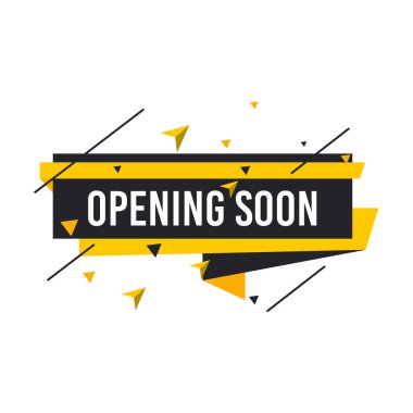 Yakında etiketlerin şablonu açılacak. Beyaz arkaplanda vektör işareti çizimi izole edildi. Satış, reklam, afiş, poster, online alışveriş, ürün, promosyon duyuru etiketi.