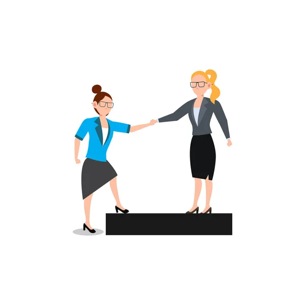 Ilustrasi Karakter Kartun Dari Teman Bisnis Saling Membantu Wanita Bisnis - Stok Vektor