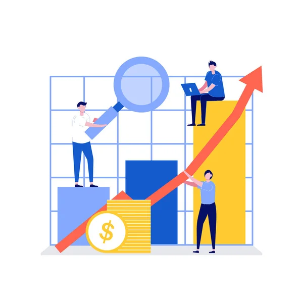 Analisi Degli Investimenti Concetto Illustrazione Vettoriale Con Caratteri Stile Piatto — Vettoriale Stock