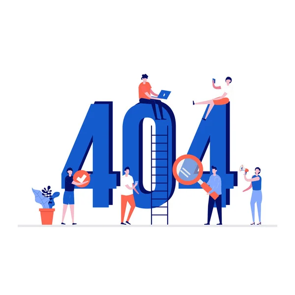 404错误概念与字符 用于登陆页 移动应用程序 网页横幅 信息图形 英雄图像的平面现代矢量插图 — 图库矢量图片