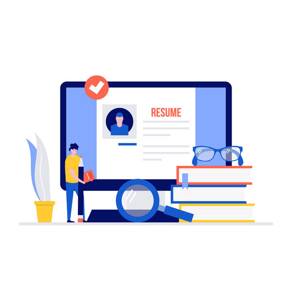 Recruitment vector illustration concept with characters. Modern flat style for landing page, mobile app, poster, flyer, template, web banner, infographics, hero images.