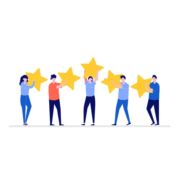 Feedback Rating Vector Illustratie Concept Met Tekens Gelukkige Mensen Met — Stockvector