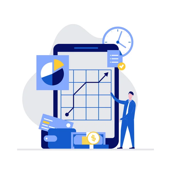 Conceito Ilustração Vetorial Gestão Financeira Com Caracteres Estilo Plano Moderno —  Vetores de Stock
