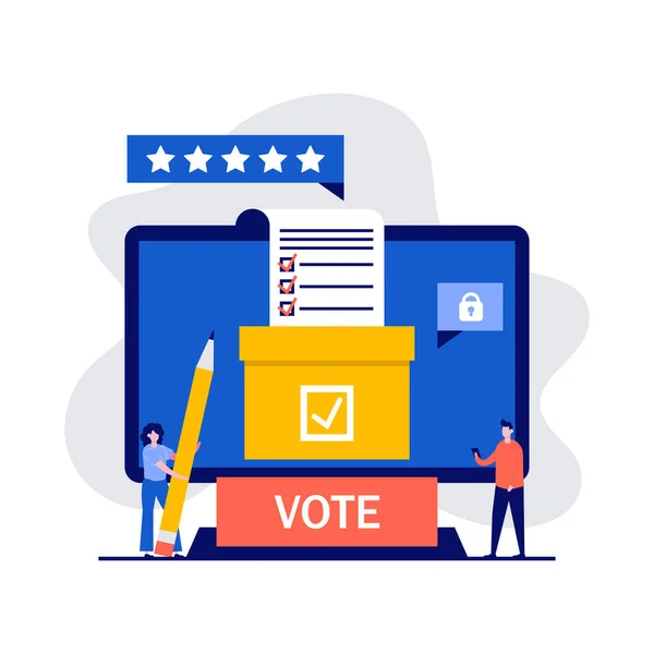 Online Szavazási Alkalmazás Szavazás Internetes Választási Rendszer Koncepciók Karakterekkel Modern — Stock Vector