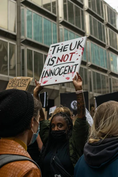 Londres Royaume Uni Juin 2020 Groupe Personnes Dans Manifestation Black — Photo