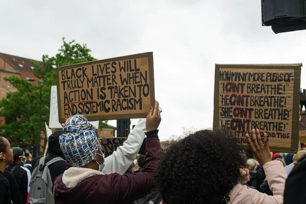 London June 4Th 2020 Group People Black Lives Matter Protest — Stock Photo, Image