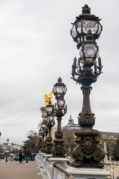 Foto Der Alexander Iii Brücke Paris Einem Bewölkten Tag — Stockfoto