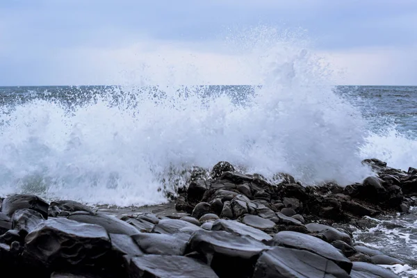 Foto Van Rotsen Het Strand Tijdens Winter Giants Causeway Belfast — Stockfoto