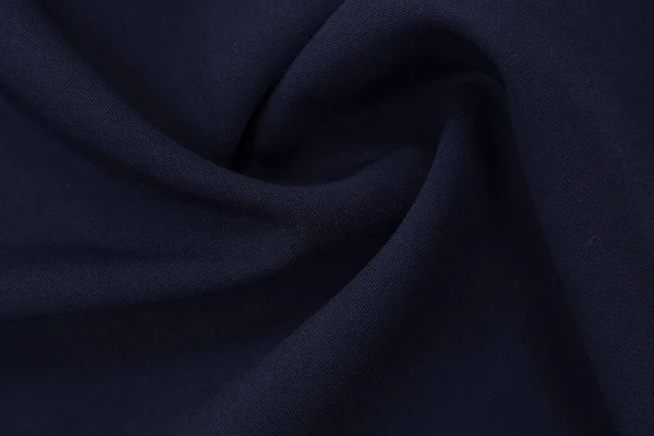 Azul Drapeado Poliéster Tecido Textura Fundo Pano Fundo — Fotografia de Stock