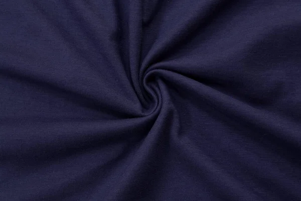 Fondo Azul Oscuro Tela Pedazo Ropa Arrugada Vista Superior Poliéster — Foto de Stock