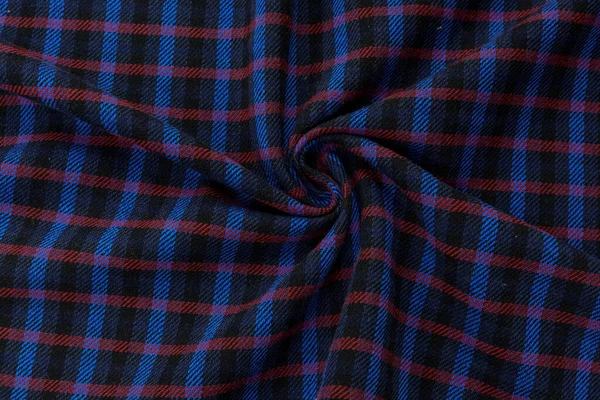 Flanelová Textura Modrá Fleece Flanelové Tkaniny Červenou Kontrolní Vzor Pozadí — Stock fotografie