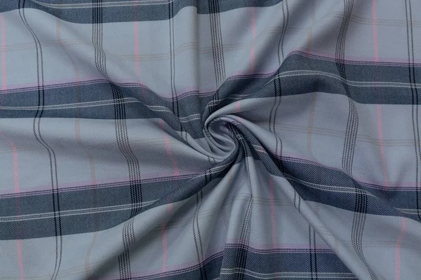 Multi Colored Blue Fleece Shirt Fabric Pink Check Pola Background — Stok Foto
