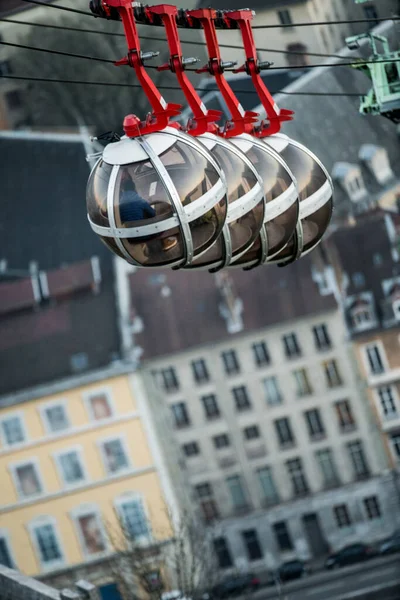 Teleférico Descendiendo Por Colina Bastille Grenoble Francia — Foto de Stock