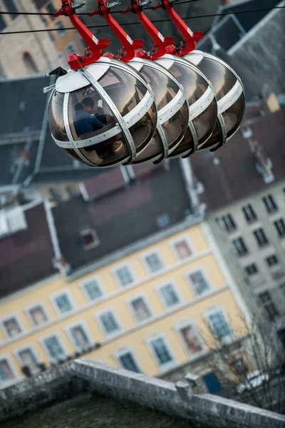 Kabel Bil Ner Bastille Kulle Grenoble Frankrike — Stockfoto