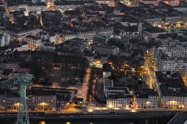 Nocny Pejzaż Grenoble Bastylii — Zdjęcie stockowe