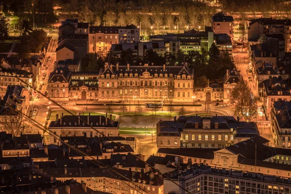 Fransa Daki Tepeden Grenoble Gece Manzarası — Stok fotoğraf