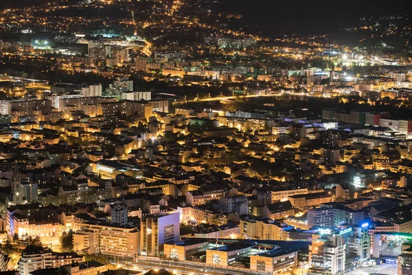 Vista Nocturna Grenoble Desde Colina Francia —  Fotos de Stock