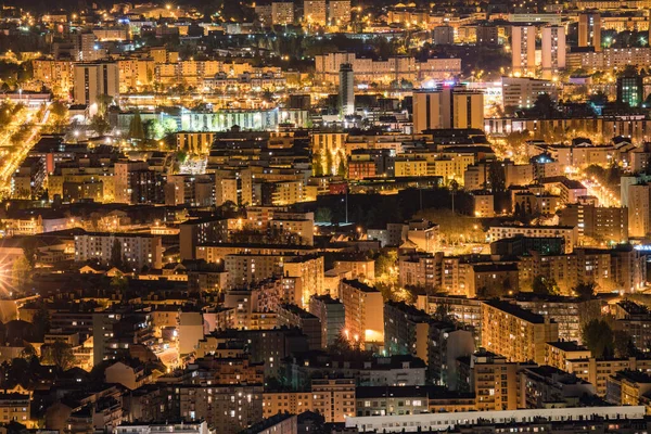 Vista Nocturna Grenoble Desde Colina Francia —  Fotos de Stock