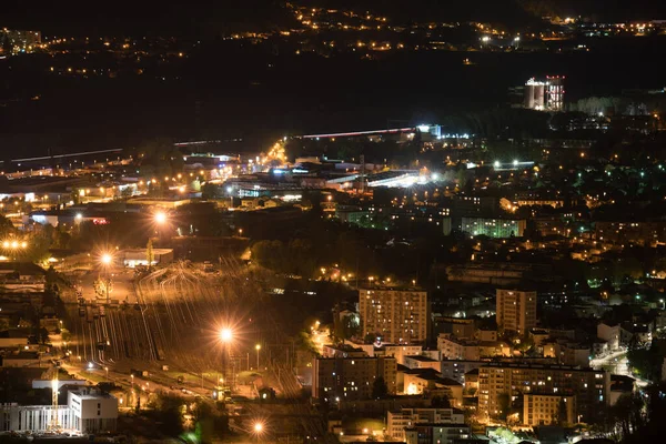 Vista Nocturna Grenoble Desde Colina Francia —  Fotos de Stock