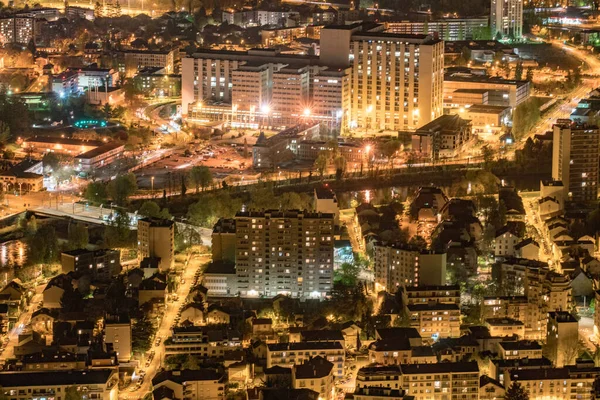 法国格里诺布尔山的夜景 — 图库照片