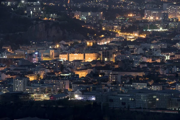 Tepeden Grenoble Gece Manzarası — Stok fotoğraf