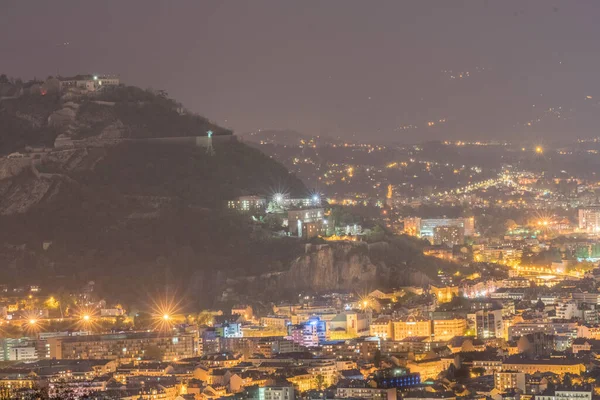Nattlandskap Utsikt Över Grenoble Från Kullen — Stockfoto