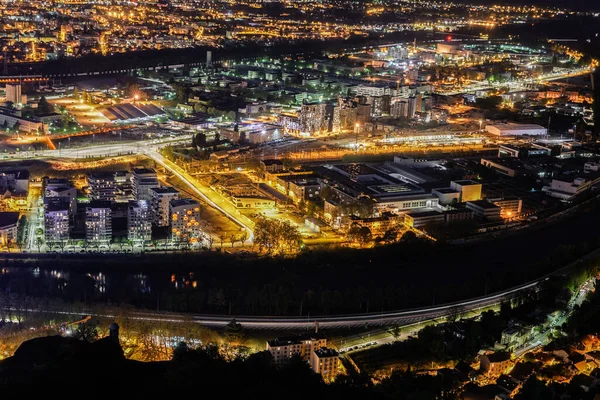 Nachtansicht Von Grenoble Vom Hügel Aus — Stockfoto