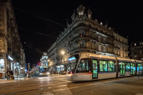 Tramway Grenoble Night — Stock Photo, Image