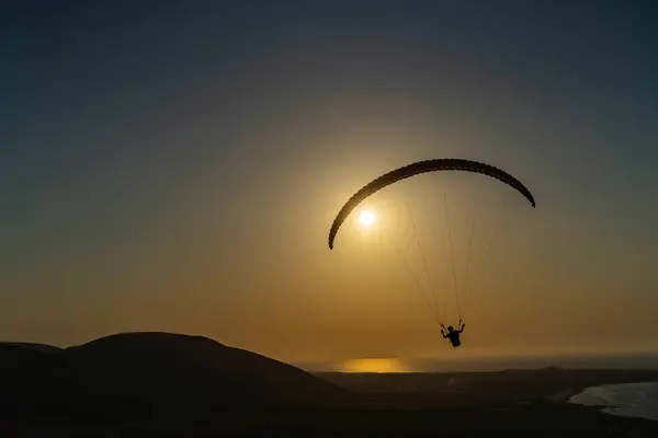 Parapente Atardecer Norte Tunisia Cap Angela — Foto de Stock