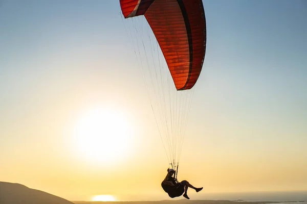 Sunset Paragliding North Tunisia Cap Angela — Stock Photo, Image
