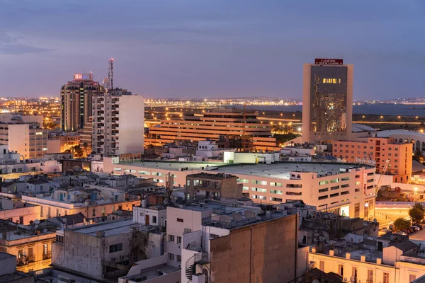 Bird Eyes View Night Tunis Capital Largest City Tunisia — Stock Photo, Image