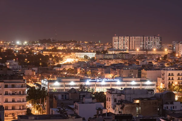 Bird Eyes View Night Tunis Capital Largest City Tunisia — Stock Photo, Image