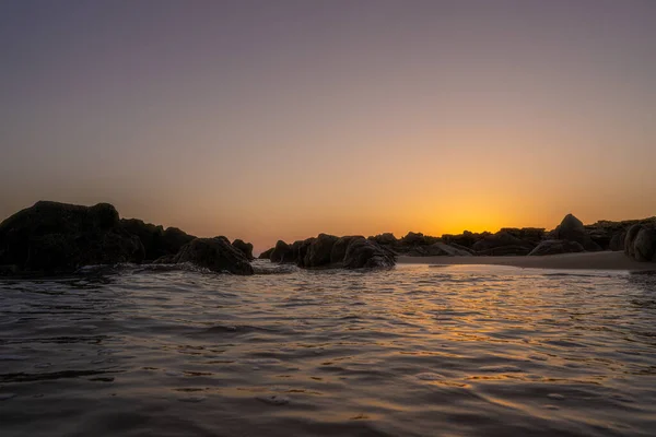 Manhã Nascer Sol Praia Norte Tunísia — Fotografia de Stock