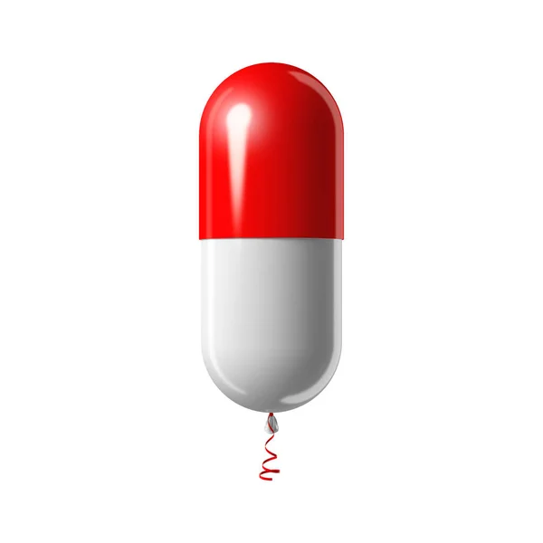 Red White Balloon Capsule Shape Isolated White Background Medicines Treatment — Stock Photo, Image