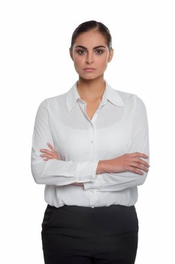 Sıkı bir iş kadını dikey portresi