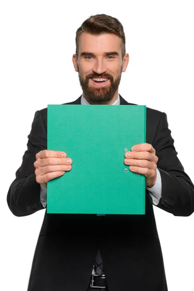 An intelligent businessman in the blurred background — Stock Photo, Image