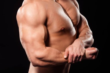 Pazı esneme vücut geliştirmeci Close-up.