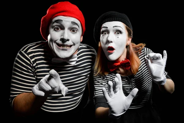 Curious mimes looking at camera — Stock Photo, Image